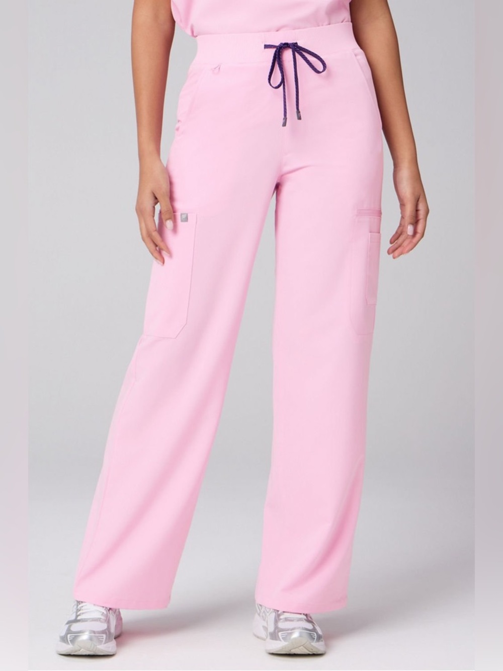 Pink Drawstring Wide-Leg Scrub Pants
